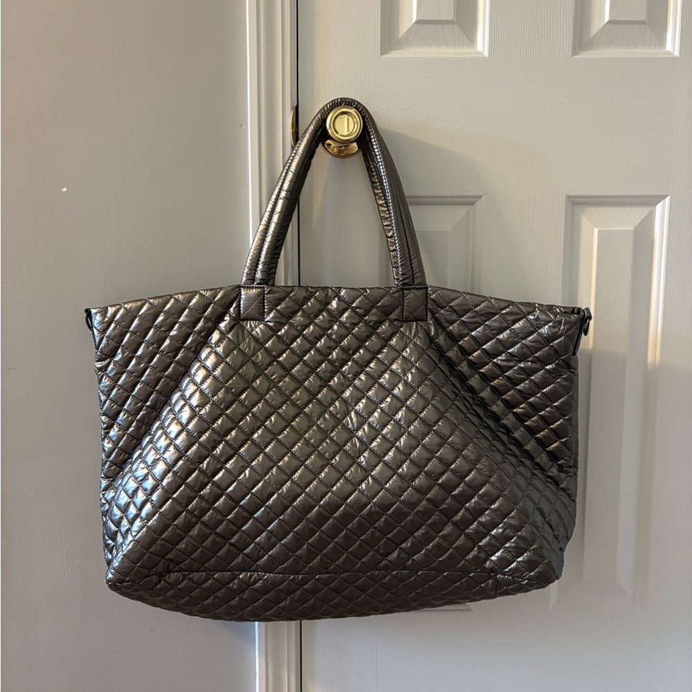 Quilted Metallic Weekender Bag